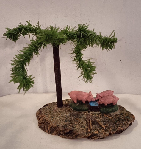 Antico diorama palma maiali - antico,